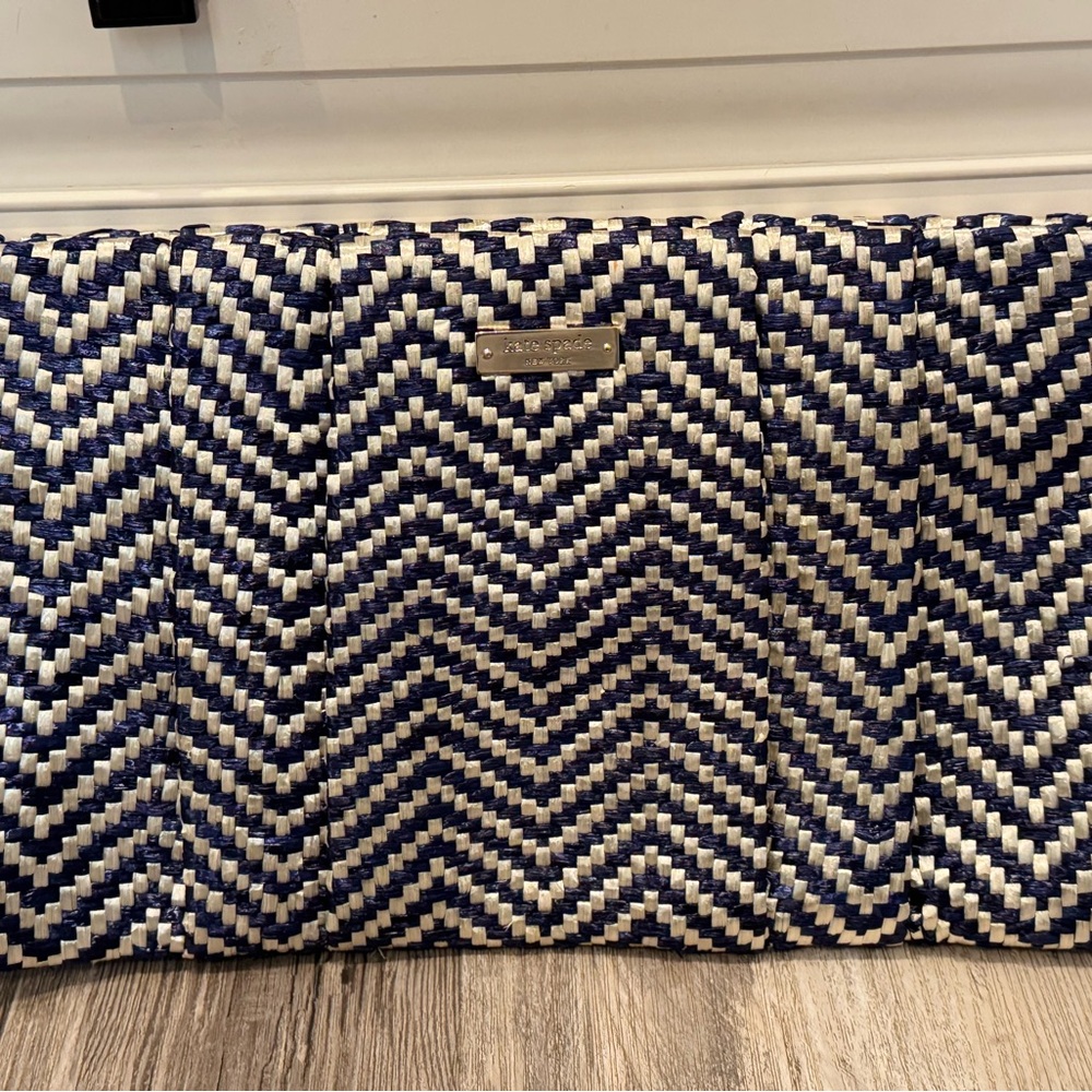 kate spade Blue and White Chevron Clutch